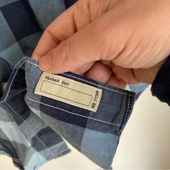 J. Crew Men’s plaid button down 100% cotton long sleeve blue shirt - large slim! - Picture 4 of 8